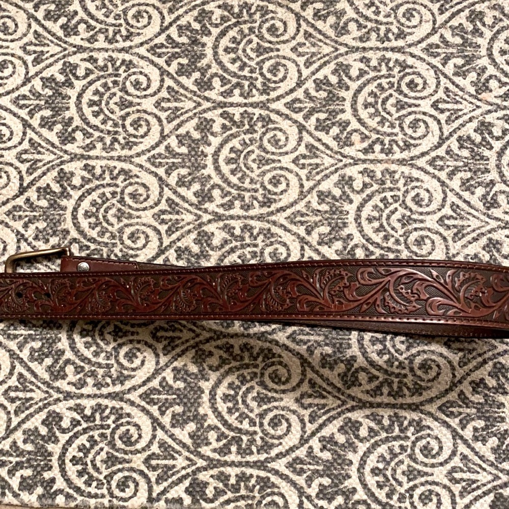Engraved leather belt size M